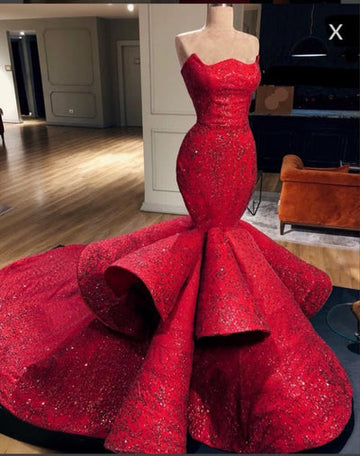 GORGEOUS MERMAID STRAPLESS BEADINGS PROM DRESS HZ1023